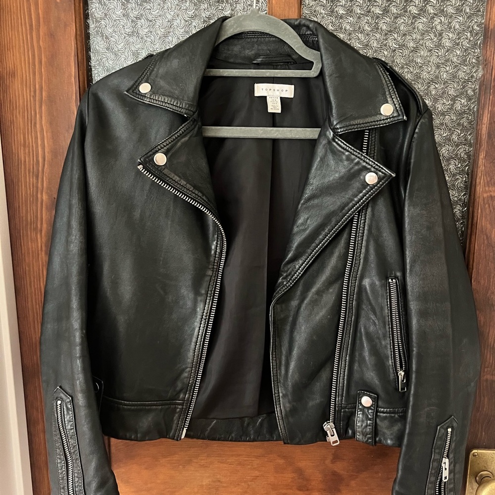 Leather moto jacket